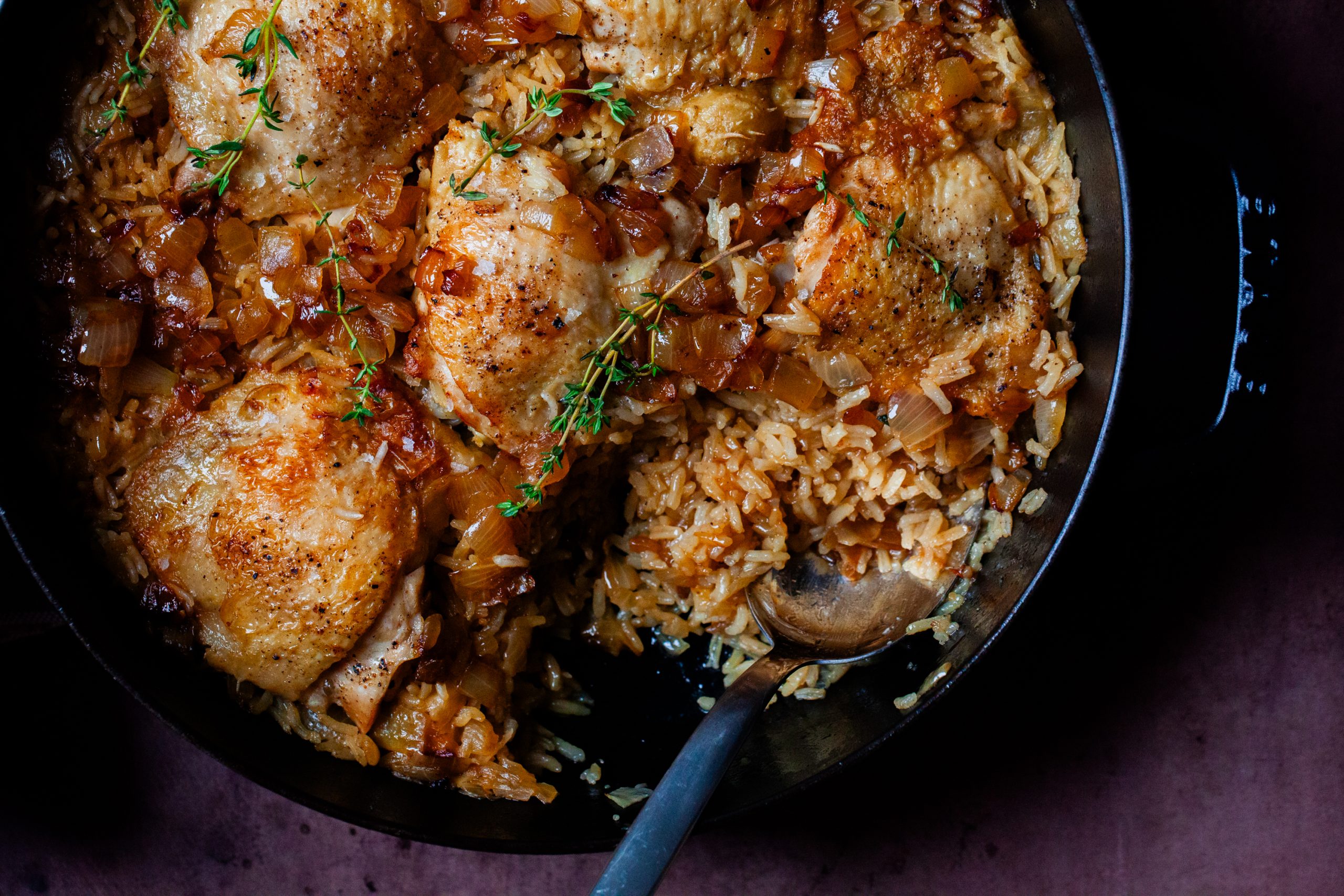 Chicken and Rice with Buttered Onions
